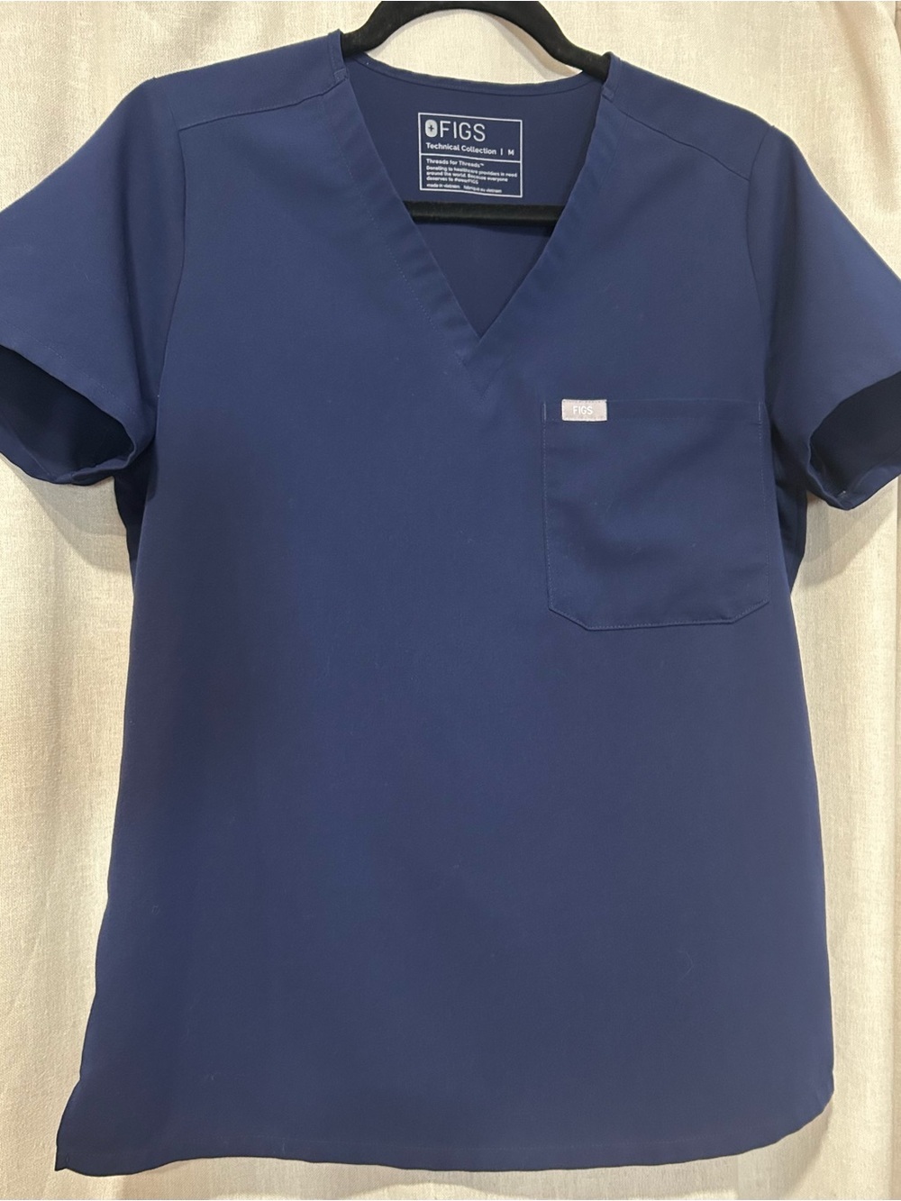 FIGS Navy V-Neck Scrub Top with Chest Pocket